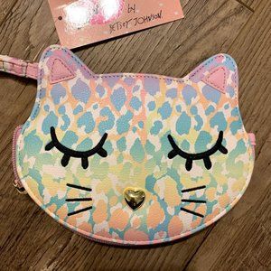 Luv Betsey Pastel Leopard Print Cat Wristlet NWT